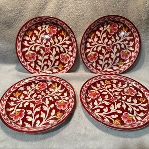 New Pottery Barn Ava Red Floral salad Plate Set, S/4